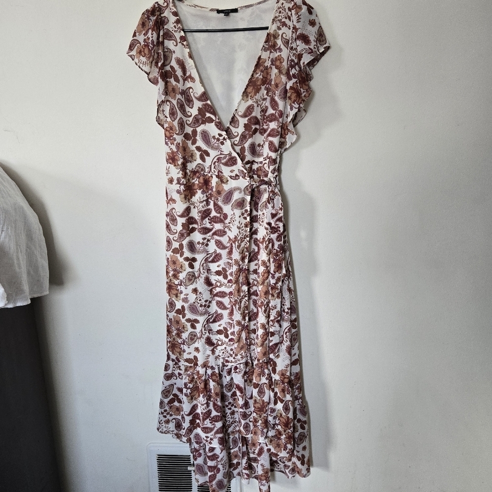 Anthropologie DREW wrap Dress Floral‎ Terra Vintage Garden Ruffle Paisley Sz Med